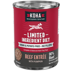 KOHA boeuf entree : emballage avec ingrédients limités pour une alimentation simple.
