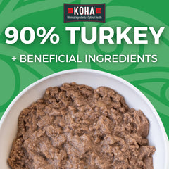 KOHA dinde entrée chien, texture viande visible, aide à un repas digeste et simple.