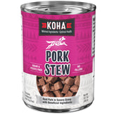 KOHA mijoté porc en boîte, ingrédients minimaux pour chiens sensibles.
