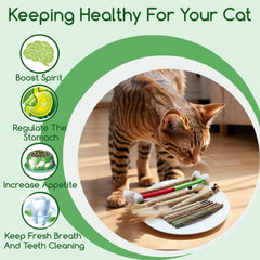 Kojude Ensemble Bâtons Silvervine: distraction active et exercice dentaire potentiel pour chats.