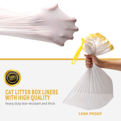 Sacs KONE pour litière chat, ouverture visible, fermeture à cordon facile.