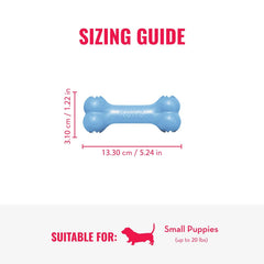 KONG Puppy Goodie Bone bleu: jouet remplissable avec friandises et jeu.