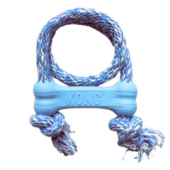 KONG Puppy Goodie Bone avec corde bleu, os en caoutchouc naturel pour chiots.