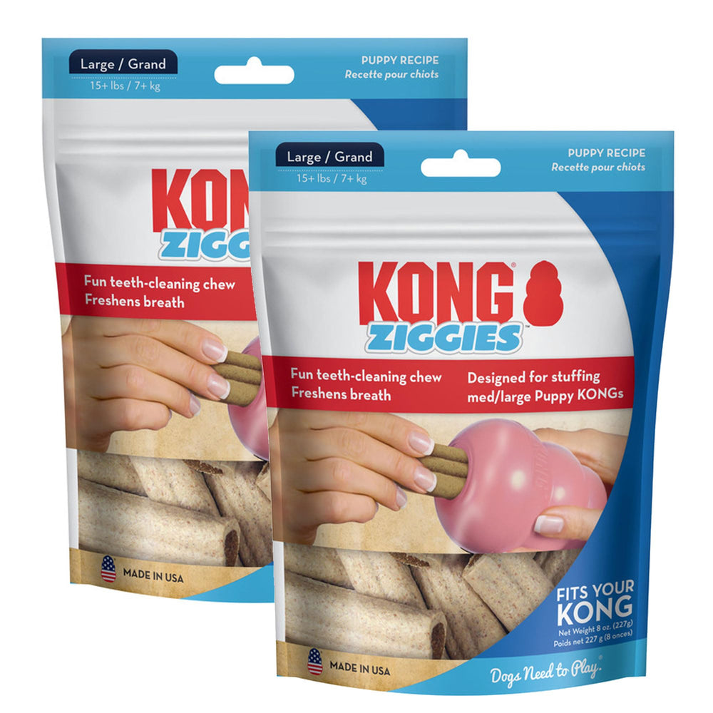 KONG Puppy Ziggies, paquet 2-pack, soutien dentition et plaisir durable.