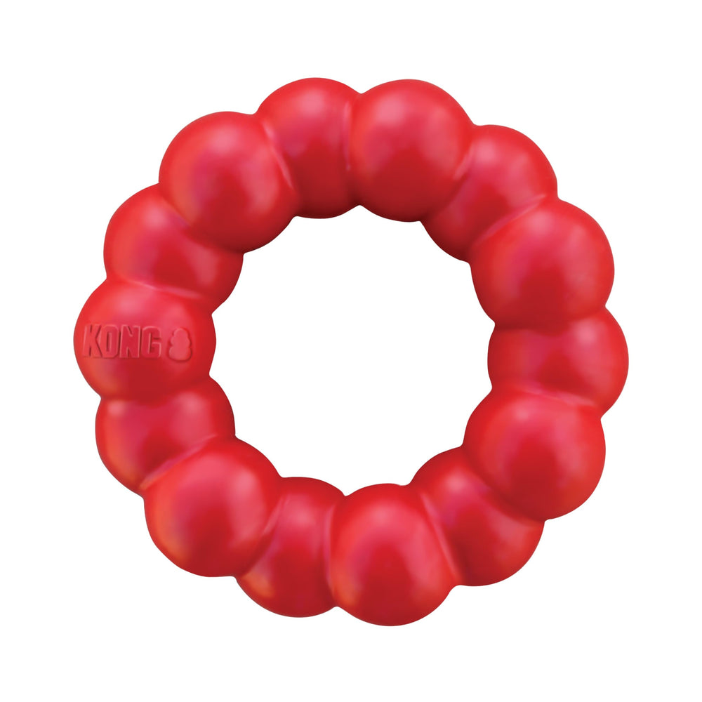 KONG Ring caoutchouc naturel pour mâchage, favorise divertissement et entretien des dents.