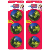 KONG Squeezz Action Ball, vue d’ensemble du jouet, idéal pour lancer, rebondir et mâcher.