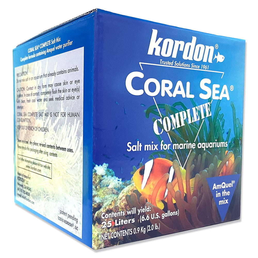 Kordon Coral Sea Salt Mix Amquel, emballage prêt à l’emploi pour aquariums marins.