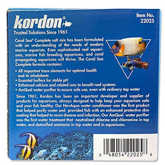 Kordon Coral Sea Salt Mix Amquel avec minéraux traces pour l’écosystème marin.