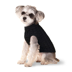 Le pull Krastmon pour chien noir en tricot doux assure un confort lors des promenades.