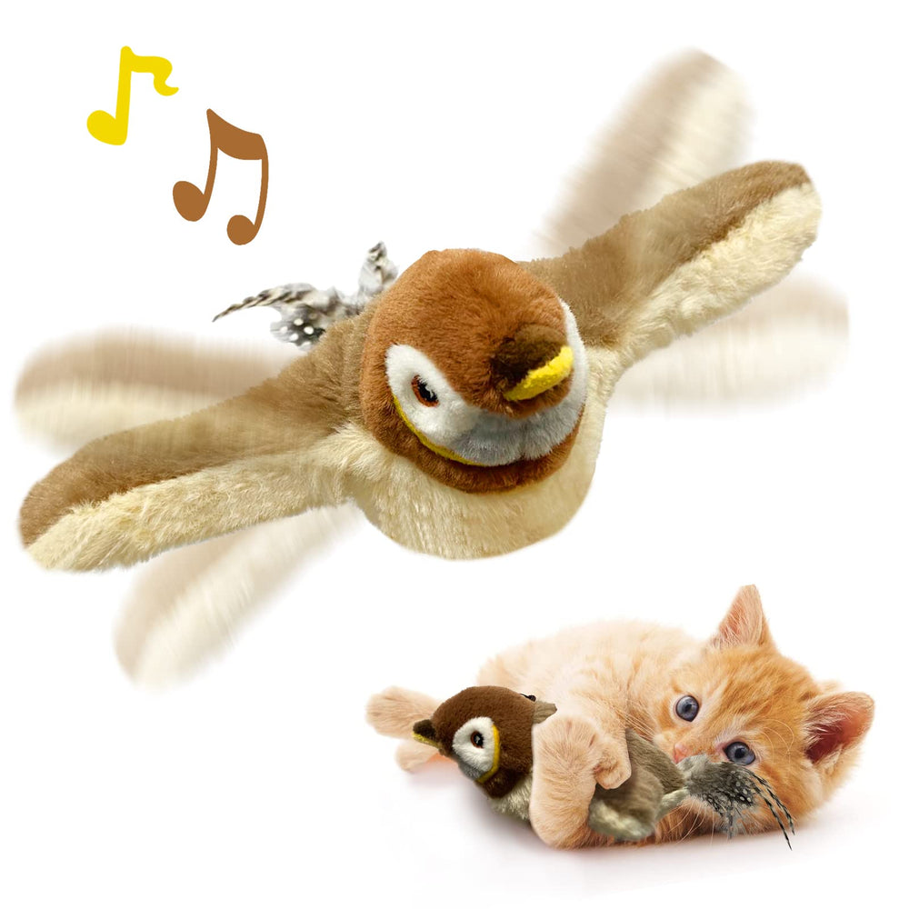 KreizyGo Oiseau à ailes battantes, jouet interactif pour chats, stimule l’activité.