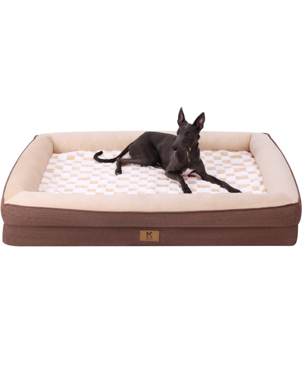 KSIIA Grand lit pour chiens moyens avec mousse mémoire effet œuf offre un soutien ciblé.