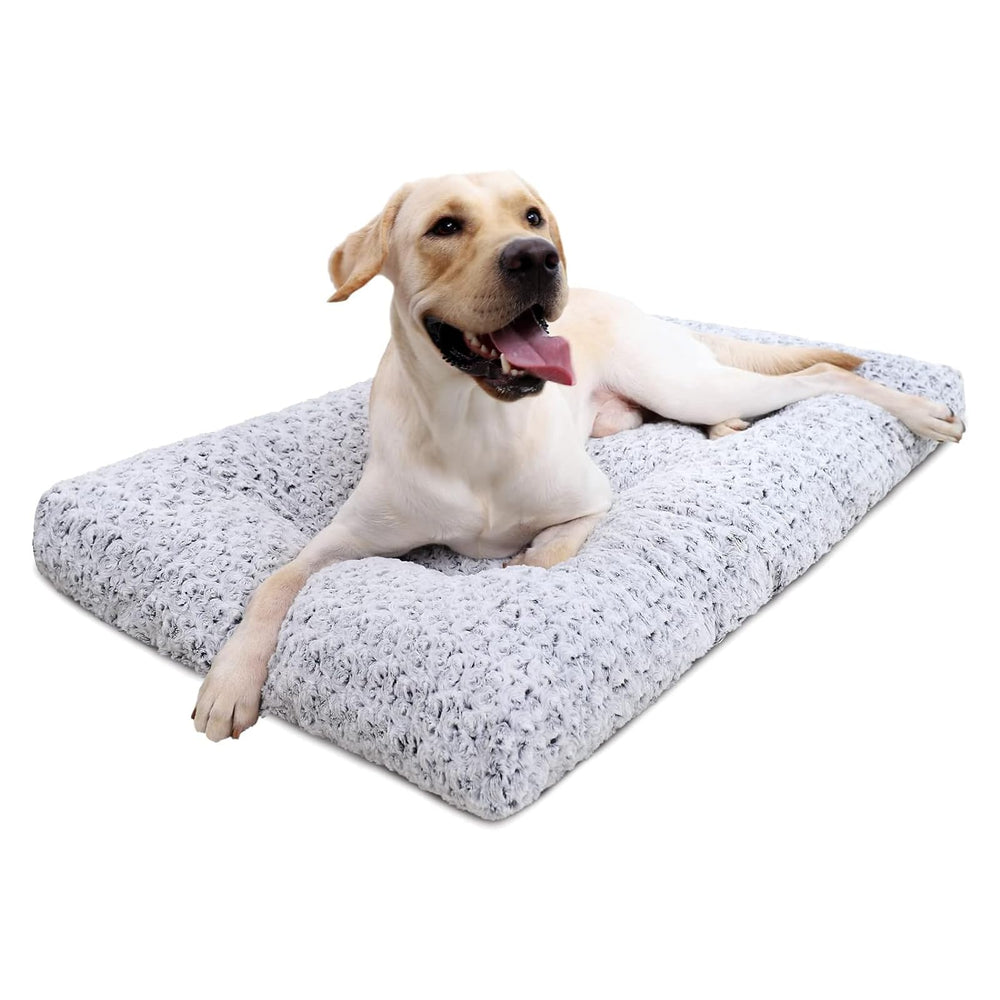 KSIIA lit chien lavable deluxe peluche gris, confort haut de gamme pour chien moyen.