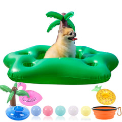 KUCDBUN chien-piscine flotteur arbre coco, pratique et sûr pour votre compagnon.