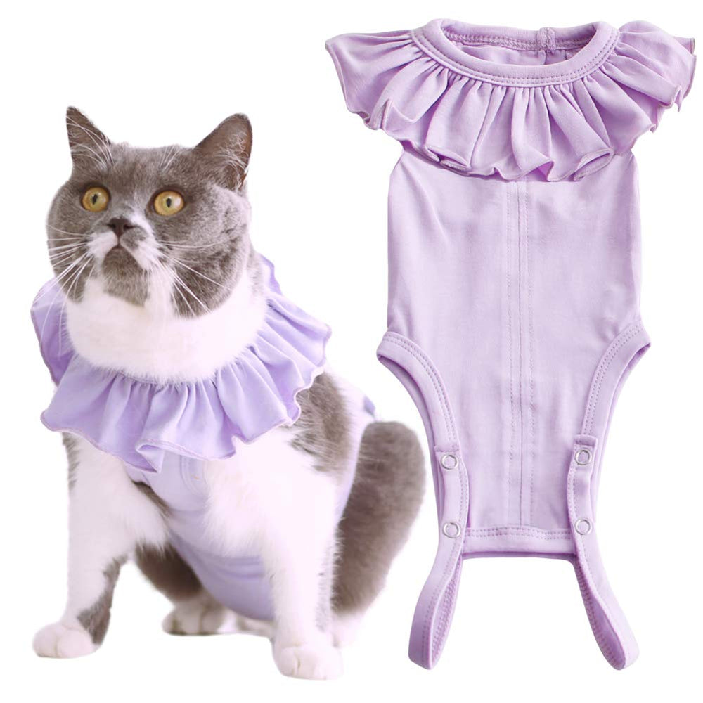Kukaster Pet – Combinaison récupération chat femelle, couvrant correctement le ventre pour protéger les plaies.