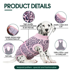 Kuoser combinaison récupération chien rose, fermeture réglable pour enfilage rapide et pratique.
