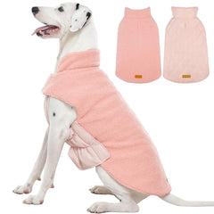 Kuoser manteau pour chien réversible rose en polaire, chaleur douce pour balades.