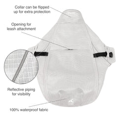Kurgo Halifax Rain Shell, ouverture horizontale pour laisse, usage pratique en toutes conditions.