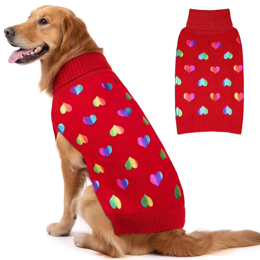 KYEESE pull-chien Saint-Valentin avec cœur pailleté imprimé, look festif et confortable.