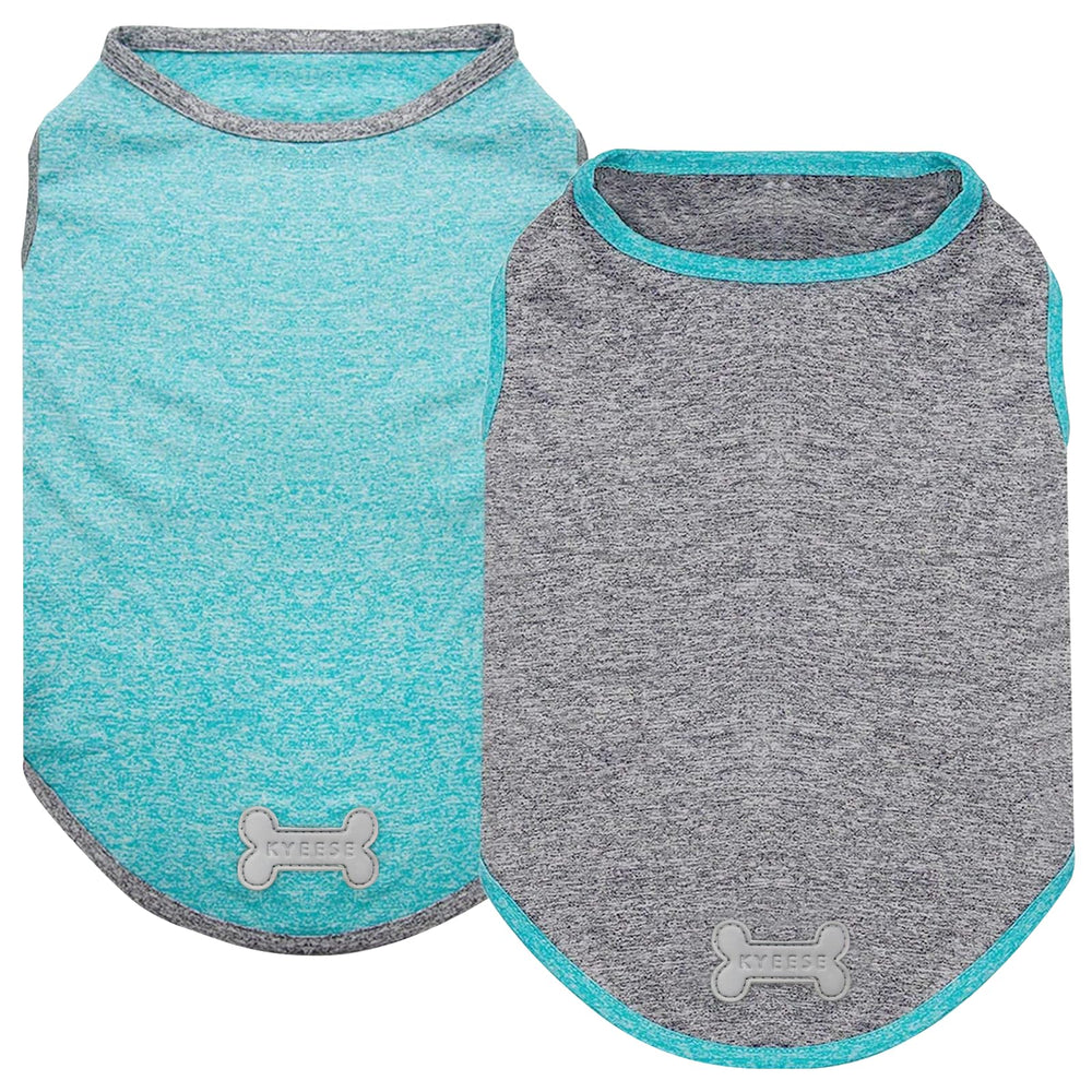 KYEESE T-shirt chien rapide-sechage gris et bleu pour promenades.