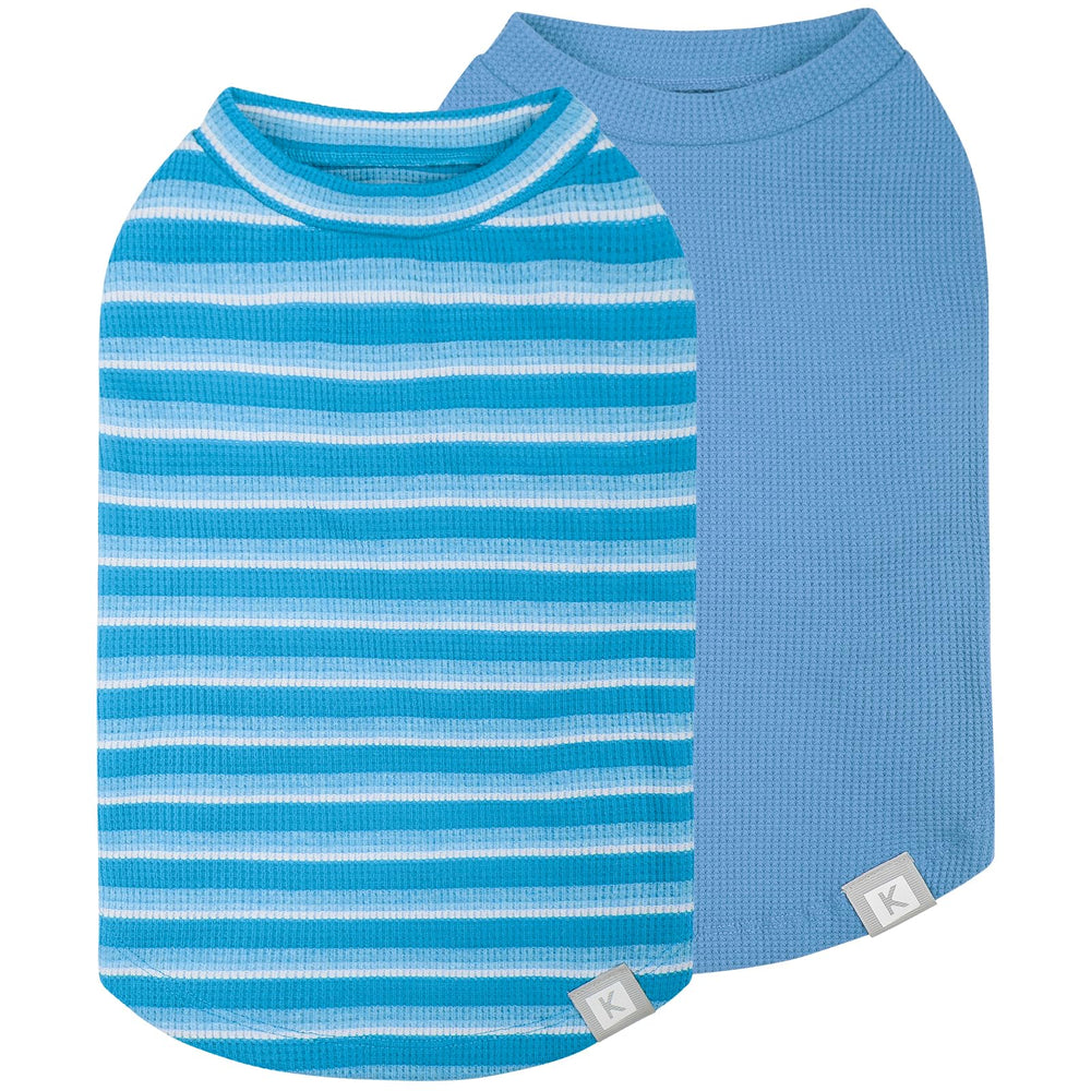 Haut KYEESE en maille-waffle bleu pour chien, confort doux.