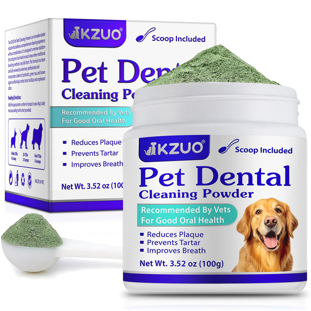 KZUO Poudre Dentaire chien bouteille-doseuse pour une utilisation pratique.