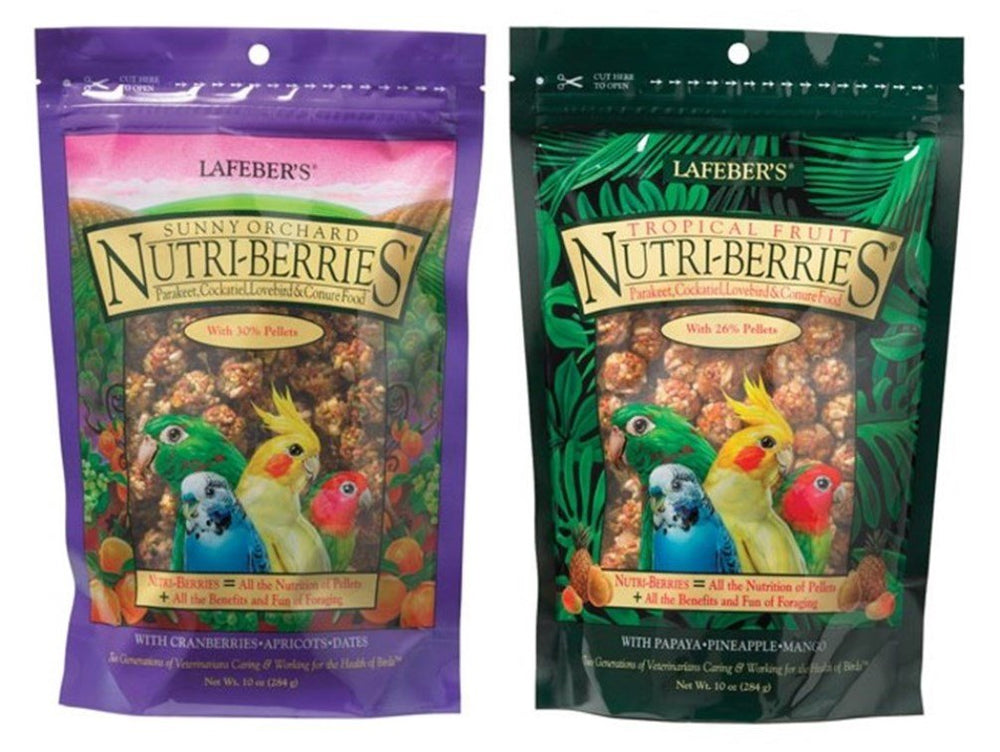 LAFEBER'S Nutri-Berries papaye-ananas-mangue, variété nutritionnelle soutenant l'appétit et la curiosité des oiseaux.