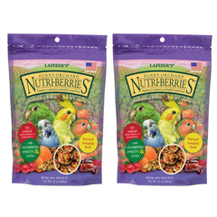 Emballage visible de LAFEBER'S Sunny Orchard Nutri-Berries, aliment premium pour petits oiseaux.