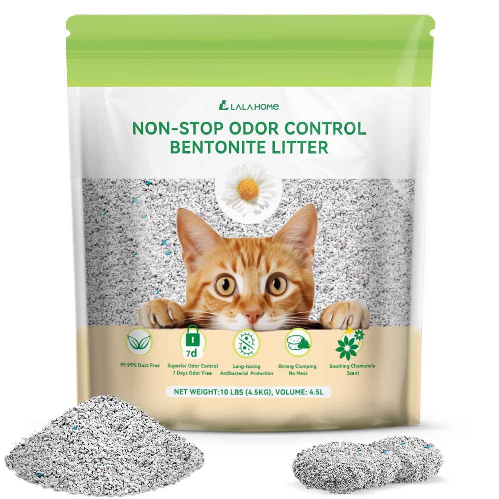 LALAHOME Litière Bentonite agglomérante forte pour un nettoyage rapide.