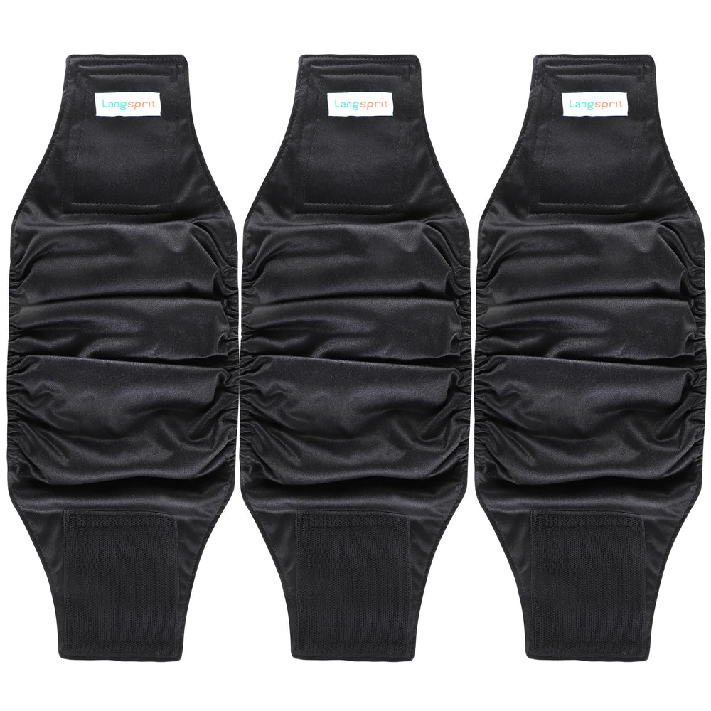 Bandes abdominales Langsprit pack3 noir, ajustement confortable pour chiens.