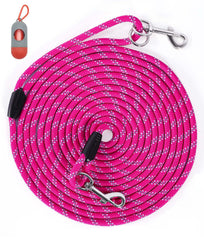 Lanwandeng longe-chien 30ft rose, idéale pour l'entraînement en extérieur.