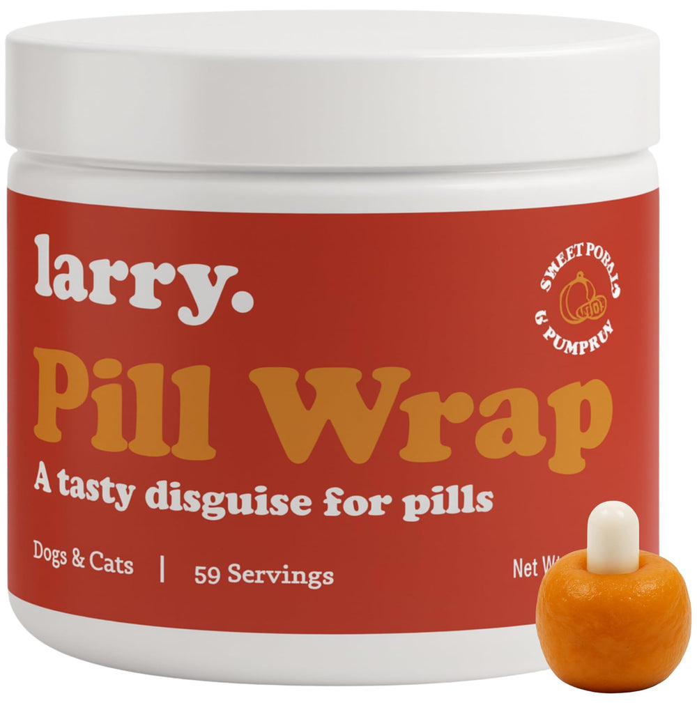 Larry enveloppe-pilules patate-douce masque le goût et facilite l administration.