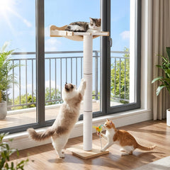 Lassume perchoir-fenêtre pour chat avec sisal, idéal pour grimper et observer dehors.
