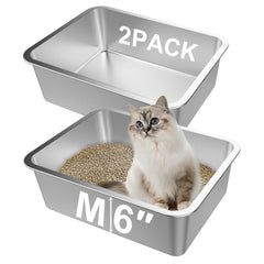Lawei ensemble de deux boîtes litière inox, robuste pour chats et petits animaux.
