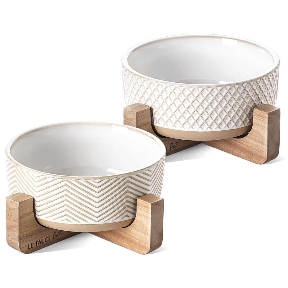 LE TAUCI PET ensemble bol chien ceramique et support bois pour repas plus stables.