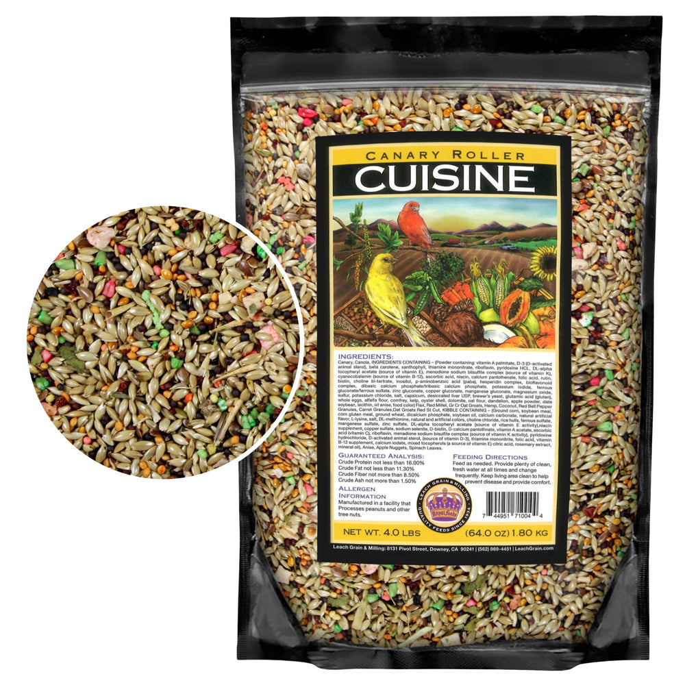 Canary Cuisine de LEACH GRAIN & MILLING CO., emballage pratique pour alimentation quotidienne des canaris.