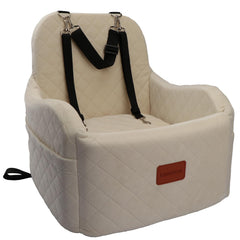 Lealchum siège-auto chien booster beige mousse à mémoire pour le confort en trajet