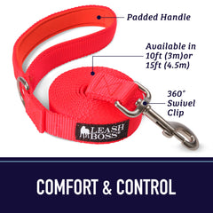 Laisse Leash Boss avec anneau d'attache pour options pratiques.