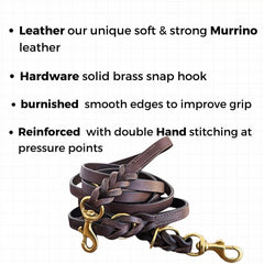Laisse Leatherow ajustable en cuir pour promenade et entraînement