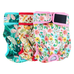 Leekalos, couches lavables pour chien femelle Flora, confort et ajustement en voyage.