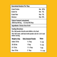 Left Coast Performance bouillon d'os au poulet pour chien, favorise les repas et l'hydratation.