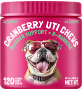 LEGITPET Cranberry UTI Chews emballage du produit, soutien potentiel du tractus urinaire