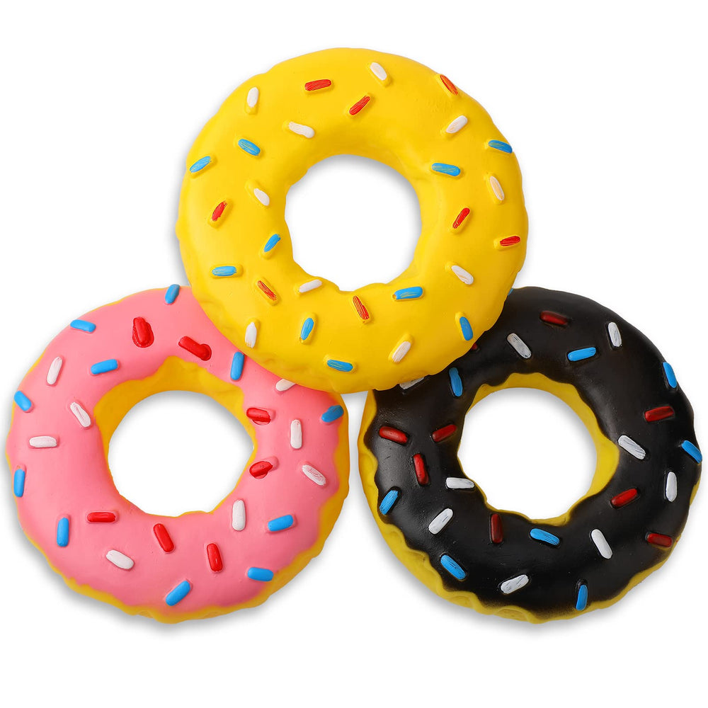 Leitee donut rose — jouet à mâcher interactif pour chien avec sifflet