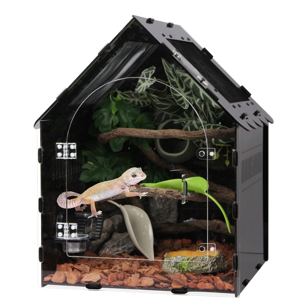 LEIZHENZI terrarium, porte-alimentation magnétique frontale, pratique pour nourrir sans ouvrir tout le devant.