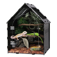 LEIZHENZI terrarium, porte-alimentation magnétique frontale, pratique pour nourrir sans ouvrir tout le devant.