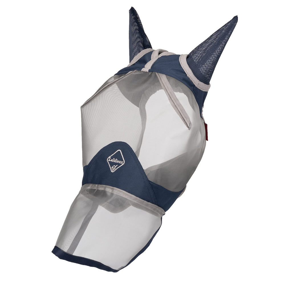 LeMieux ArmourShield Pro masque antimouches Navy, protection UV et confort sur le visage.