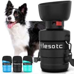 Lesotc bouteille eau chien 2-en-1 prête pour boire et nourrir lors d'une balade.