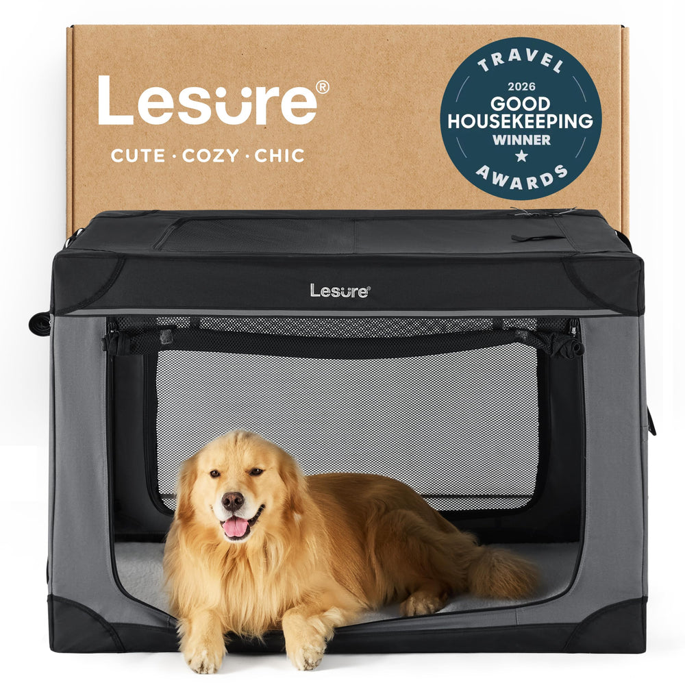 Boîte Lesure pliable 42 pouces pour grands chiens, idéale en voyage.