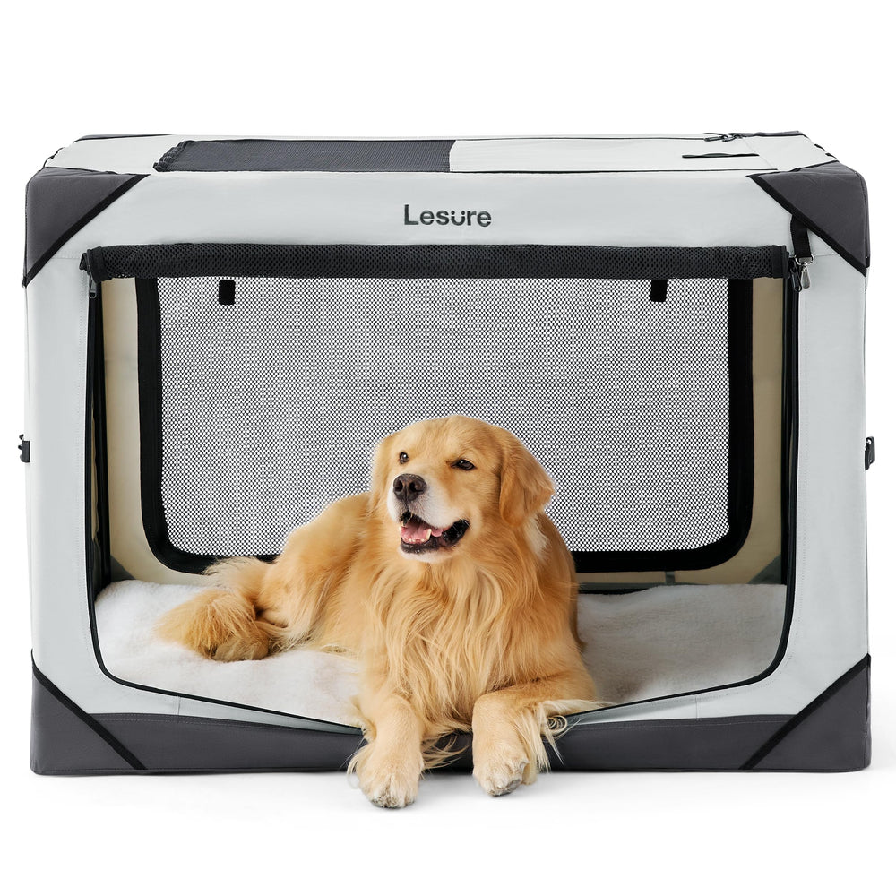 LE SURE chenil pliable pour grand chien avec quatre portes, pratique en voyage.