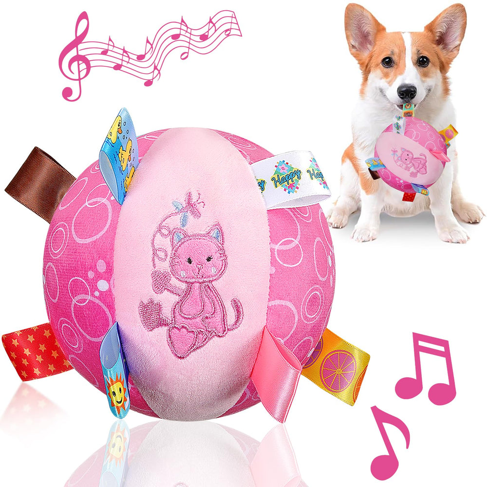 Letalong balle peluche 6 pouces avec cloche, idéale pour jeu interactif.