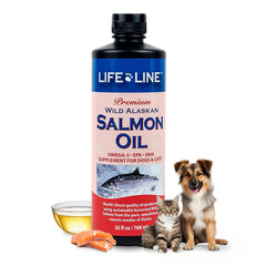 Life Line huile saumon Alaska, distributeur sans gouttes pour dosage propre.